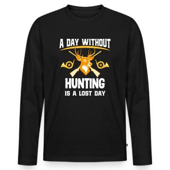 Hunter - Men's Premium Organic Long Sleeve Shirt - black - Front - Nico (187cm)