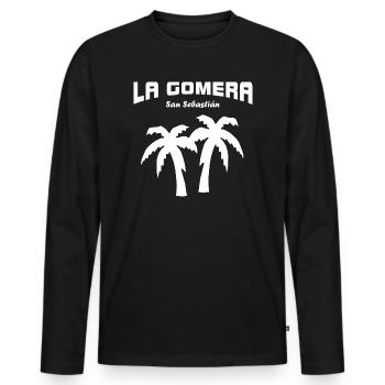 La Gomera - San Sebastián - Männer Premium Bio Langarmshirt - Schwarz - Vorne - Nico (187cm)