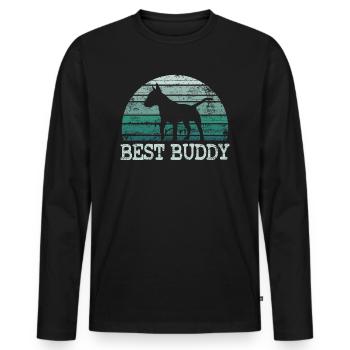 Cadeau d'amant de chien Bull Terrier Vintage - T-shirt manches longues Premium bio Homme - noir - Devant - Nico (187cm)