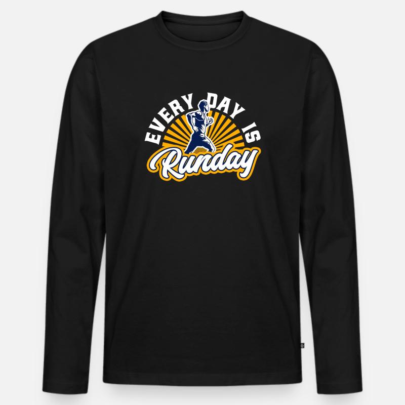 Läufer Jogger Marthonläufer - Männer Premium Bio Langarmshirt - Schwarz