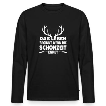 Geschenkideen Jäger Jagd - Männer Premium Bio Langarmshirt - Schwarz - Vorne - Nico (187cm)