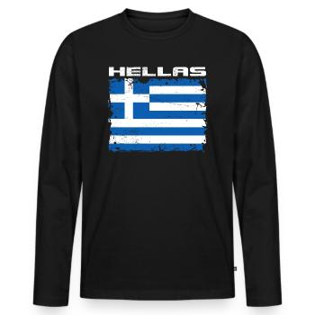 Grèce Drapeau Hellas - T-shirt manches longues Premium bio Homme - noir - Devant - Nico (187cm)