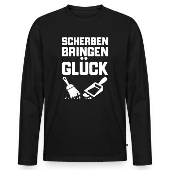 Scherben bringen Glück Ehemann Ehefrau POLTERABEND - Männer Premium Bio Langarmshirt - Schwarz - Vorne - Nico (187cm)