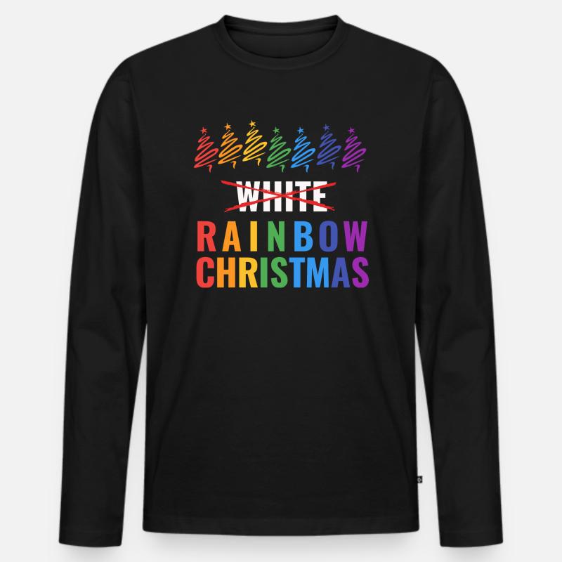 Rainbow Christmas - Männer Premium Bio Langarmshirt - Schwarz