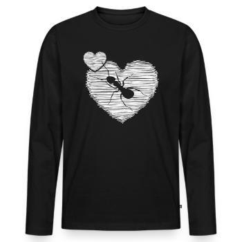 Fourmi ma colonie de fourmis « J’aime les fourmis » - T-shirt manches longues Premium bio Homme - noir - Devant - Nico (187cm)