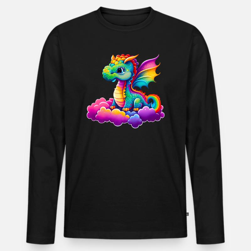 Süßer kleiner Drache - Männer Premium Bio Langarmshirt - Schwarz