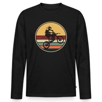 Motorcross Motorcycle Retro Motorsport - Men's Premium Organic Long Sleeve Shirt - black - Front - Nico (187cm)