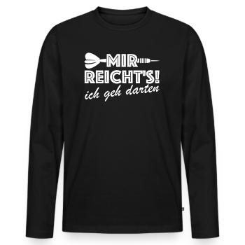 Mir reichts ich geh darten | Bar, lustige Sprüche - Männer Premium Bio Langarmshirt - Schwarz - Vorne - Nico (187cm)