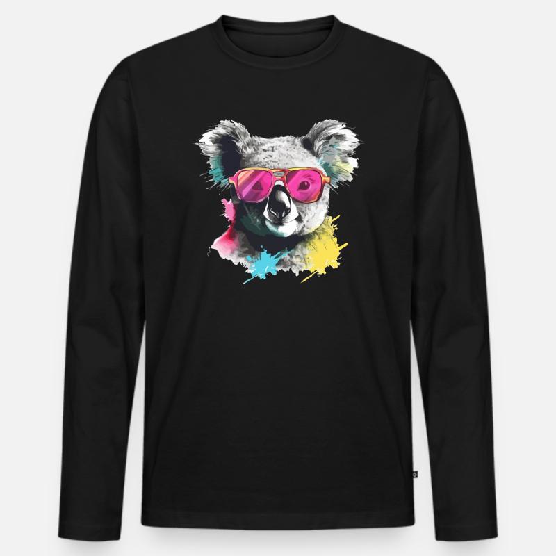 Foo der Koala - Männer Premium Bio Langarmshirt - Schwarz