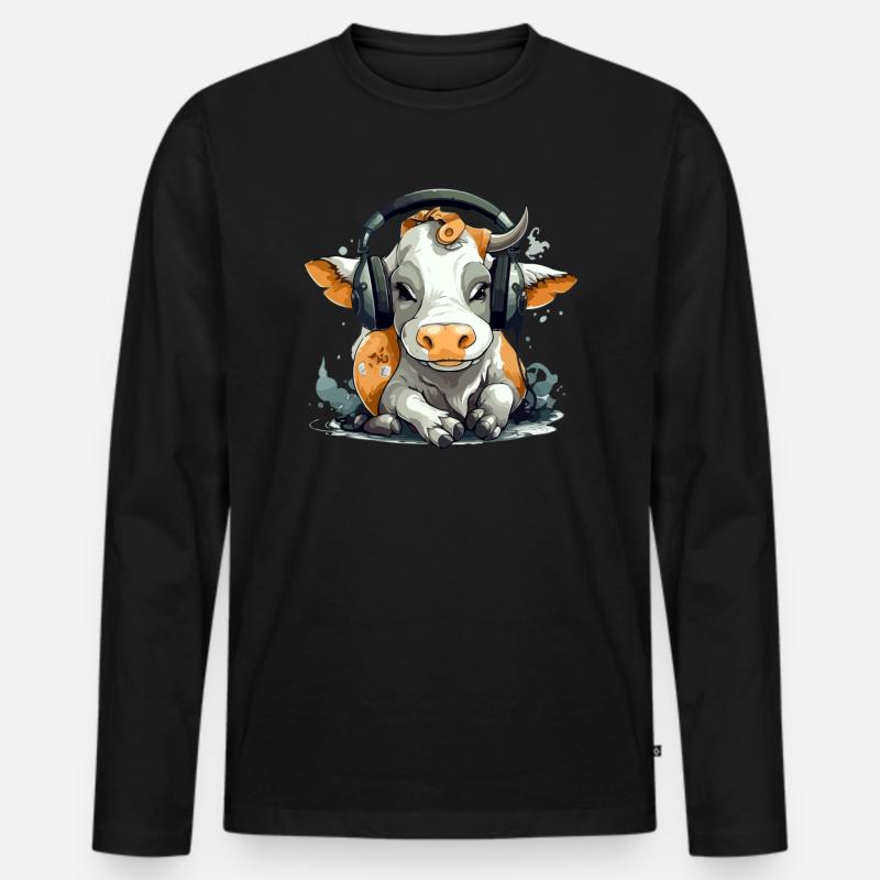Milly, die audiophile Kuh - Männer Premium Bio Langarmshirt - Schwarz