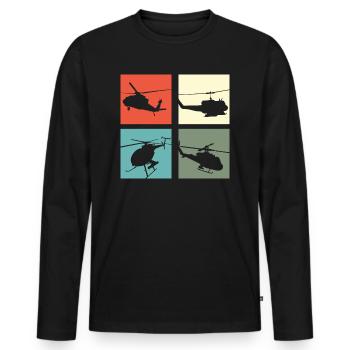 Helikopter Vintage - Männer Premium Bio Langarmshirt - Schwarz - Vorne - Nico (187cm)