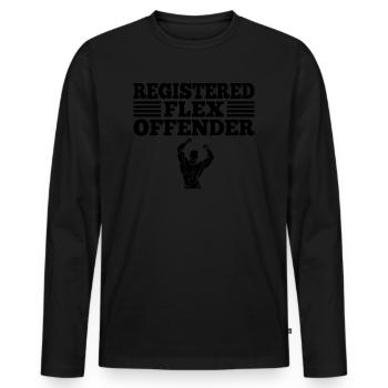 Funny Registered Flex Offender Bodybuilding - Men's Premium Organic Long Sleeve Shirt - black - Front - Nico (187cm)
