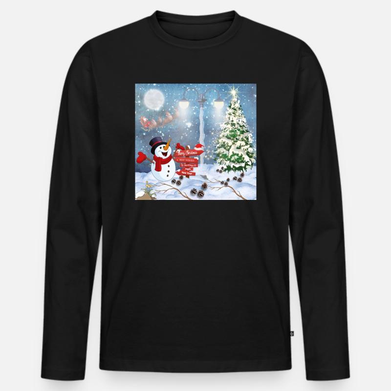 Frohe Weihnachten - Männer Premium Bio Langarmshirt - Schwarz