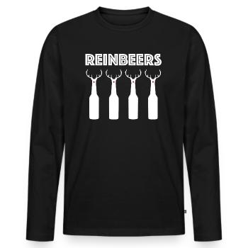 Reinbeers | Rentier, Weihnachten, Rudolph, Bier - Männer Premium Bio Langarmshirt - Schwarz - Vorne - Nico (187cm)