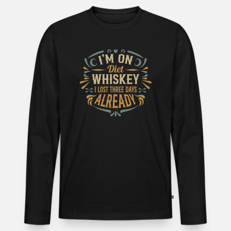 Whiskey-Diät - Männer Premium Bio Langarmshirt - Schwarz