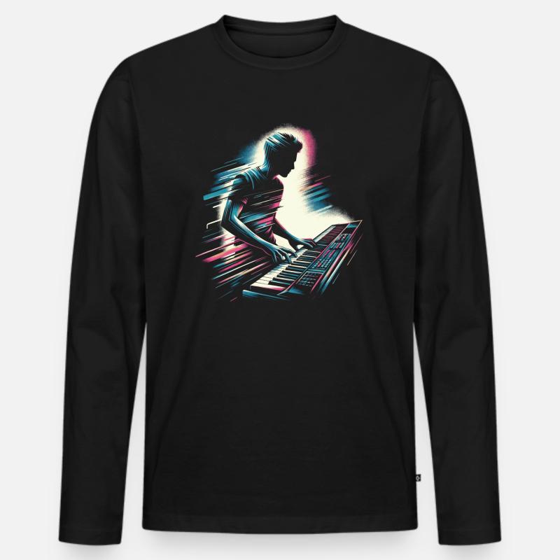 Keyboarder - Männer Premium Bio Langarmshirt - Schwarz