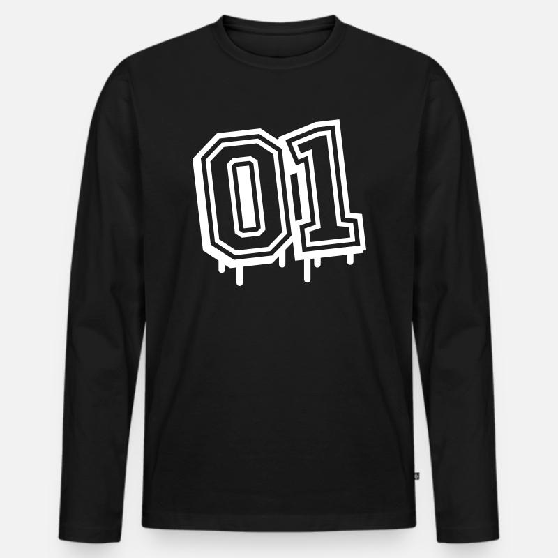 01 eins nummer - Männer Premium Bio Langarmshirt - Schwarz