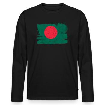 Bangladesh Bandiera drapeau paix Vintage - T-shirt manches longues Premium bio Homme - noir - Devant - Nico (187cm)