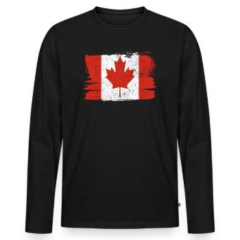 Canada Bandiera drapeau paix Vintage - T-shirt manches longues Premium bio Homme - noir - Devant - Nico (187cm)