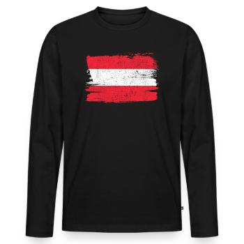 Autriche Bandiera Drapeau Paix Vintage - T-shirt manches longues Premium bio Homme - noir - Devant - Nico (187cm)