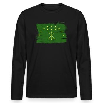 Adighezia Bandiera Adyguéa drapeau paix Vintage - T-shirt manches longues Premium bio Homme - noir - Devant - Nico (187cm)