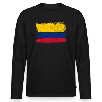 Colombie Bandiera drapeau paix Vintage - T-shirt manches longues Premium bio Homme - noir - Devant - Nico (187cm)