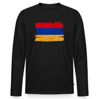 Arménie Bandiera drapeau paix Vintage - T-shirt manches longues Premium bio Homme - noir - Devant - Nico (187cm)