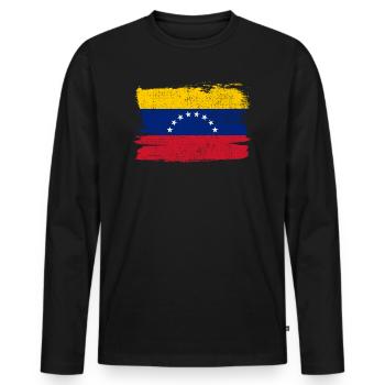 Venezuela drapeau drapeau paix Vintage - T-shirt manches longues Premium bio Homme - noir - Devant - Nico (187cm)