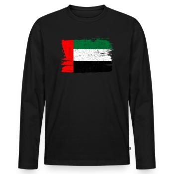 Émirats arabes unis Bandiera drapeau paix Vintage - T-shirt manches longues Premium bio Homme - noir - Devant - Nico (187cm)