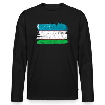 Sahara Occidental Bandiera Drapeau Paix Vintage - T-shirt manches longues Premium bio Homme - noir - Devant - Nico (187cm)