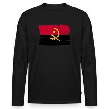 Angola Bandiera drapeau paix Vintage - T-shirt manches longues Premium bio Homme - noir - Devant - Nico (187cm)