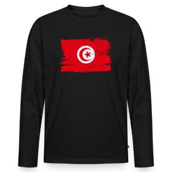 Tunisie Bandiera Drapeau Paix Vintage - T-shirt manches longues Premium bio Homme - noir - Devant - Nico (187cm)