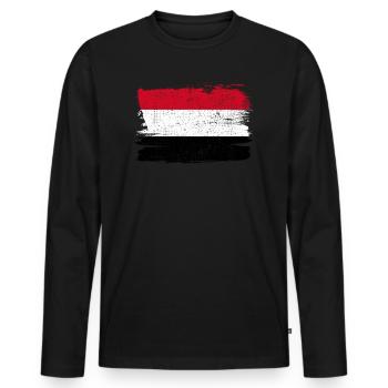 Yémen Bandiera drapeau paix Vintage - T-shirt manches longues Premium bio Homme - noir - Devant - Nico (187cm)