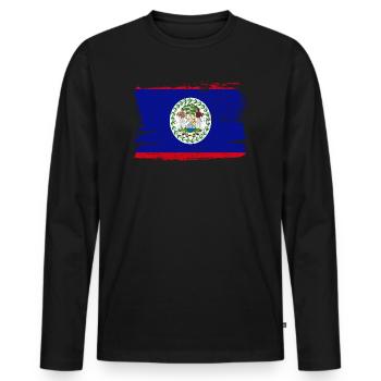 Belize Bandiera drapeau paix Vintage - T-shirt manches longues Premium bio Homme - noir - Devant - Nico (187cm)