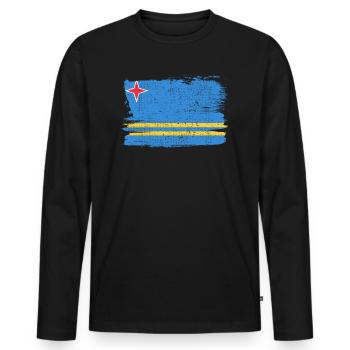 Aruba Bandiera Flag Peace Vintage - Men's Premium Organic Long Sleeve Shirt - black - Front - Nico (187cm)
