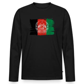 Afghanistan Old Bandiera Flag Peace Vintage - Men's Premium Organic Long Sleeve Shirt - black - Front - Nico (187cm)