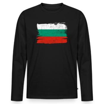 Bulgaria Flag Peace Homeland State Vintage - Men's Premium Organic Long Sleeve Shirt - black - Front - Nico (187cm)