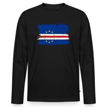 Cap-Vert drapeau drapeau paix Vintage - T-shirt manches longues Premium bio Homme - noir - Devant - Nico (187cm)