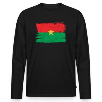 Burkina Faso Bandiera Drapeau Paix Vintage - T-shirt manches longues Premium bio Homme - noir - Devant - Nico (187cm)