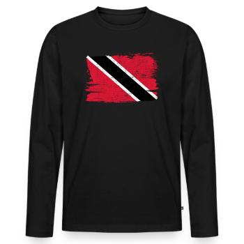 Trinité-et-Tobago Bandiera drapeau paix Vintage - T-shirt manches longues Premium bio Homme - noir - Devant - Nico (187cm)