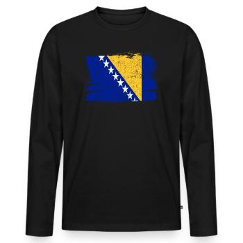 Bosnia Flag Peace Homeland State Vintage - Men's Premium Organic Long Sleeve Shirt - black - Front - Nico (187cm)