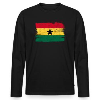 Drapeau du Ghana Drapeau Paix Vintage - T-shirt manches longues Premium bio Homme - noir - Devant - Nico (187cm)