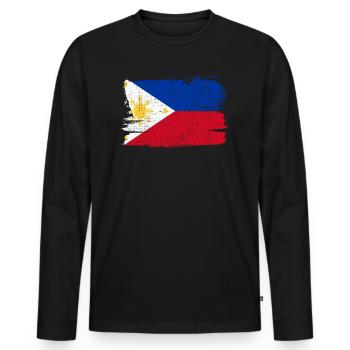 Drapeau des Philippines drapeau paix Vintage - T-shirt manches longues Premium bio Homme - noir - Devant - Nico (187cm)