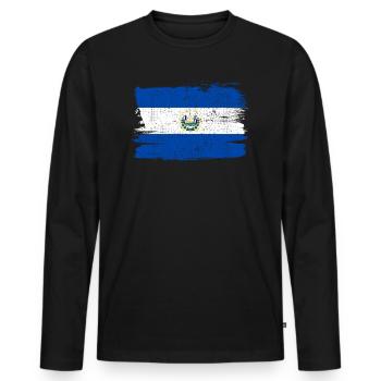 El Salvador drapeau drapeau paix Vintage - T-shirt manches longues Premium bio Homme - noir - Devant - Nico (187cm)