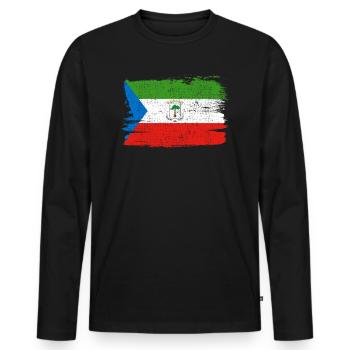 Guinée équatoriale drapeau drapeau paix Vintage - T-shirt manches longues Premium bio Homme - noir - Devant - Nico (187cm)