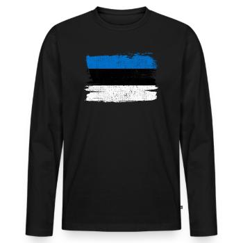 Drapeau de l’Estonie Drapeau de la paix Vintage - T-shirt manches longues Premium bio Homme - noir - Devant - Nico (187cm)