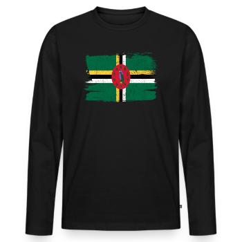 Drapeau de la Dominique Drapeau de la paix Vintage - T-shirt manches longues Premium bio Homme - noir - Devant - Nico (187cm)