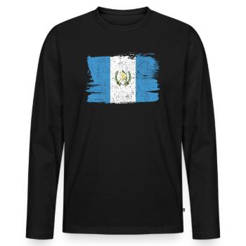 Drapeau du Guatemala Drapeau de la paix Vintage - T-shirt manches longues Premium bio Homme - noir - Devant - Nico (187cm)
