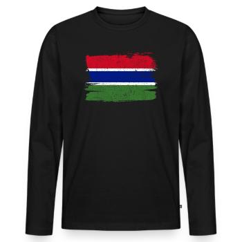 Drapeau de la Gambie Drapeau de la paix Vintage - T-shirt manches longues Premium bio Homme - noir - Devant - Nico (187cm)