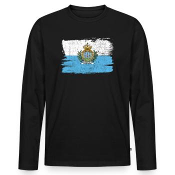 Drapeau de Saint-Marin drapeau Italie paix Vintage - T-shirt manches longues Premium bio Homme - noir - Devant - Nico (187cm)